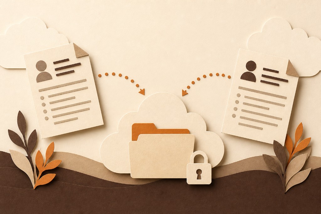 Illustration of encrypted cloud storage and synchronization