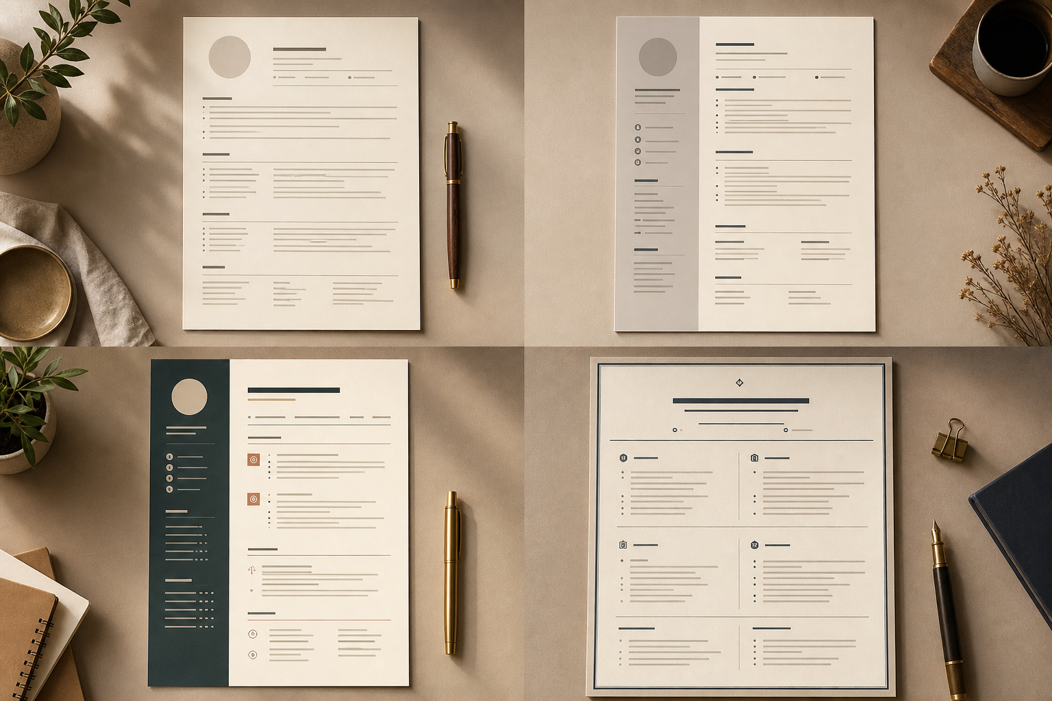 Twelve resume template layouts